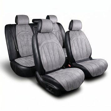 Накидки на сидіння авто Elegant Ancona алькантара сірі комплект (700 813) &mdash; основне фото товару