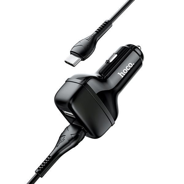 Адаптер в прикуриватель Hoco Z36 (2 USB, кабель Type-C) &mdash; основное фото товара