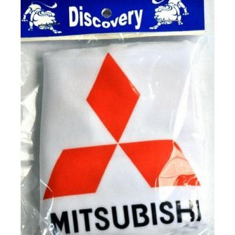 Чохол підголівників Mitsubishi білий кольоровий логотип &mdash; основне фото товару