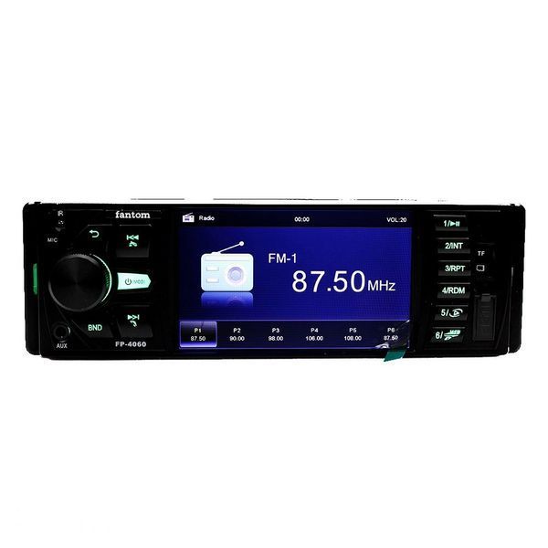 Автомагнитола Fantom FP-4060 Black/Green 4", вх. камера, 2 RCA, Bluetooth, 4x50W