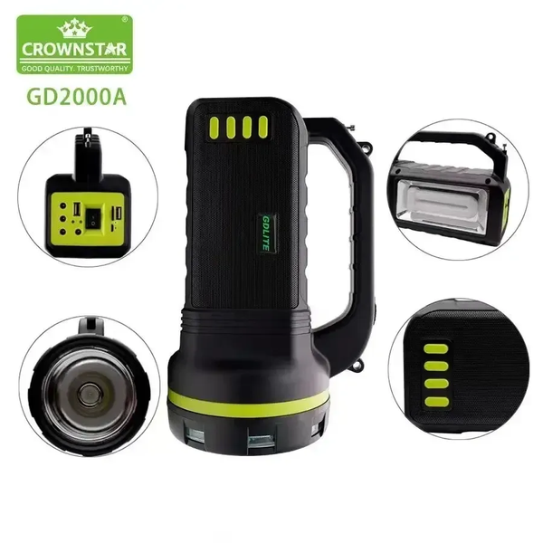 Портативна сонячна станція GDPlus GD-2000A (9000mAh) Bluetooth+Fm Radio Потужний ліхтар 10W &mdash; основне фото товару