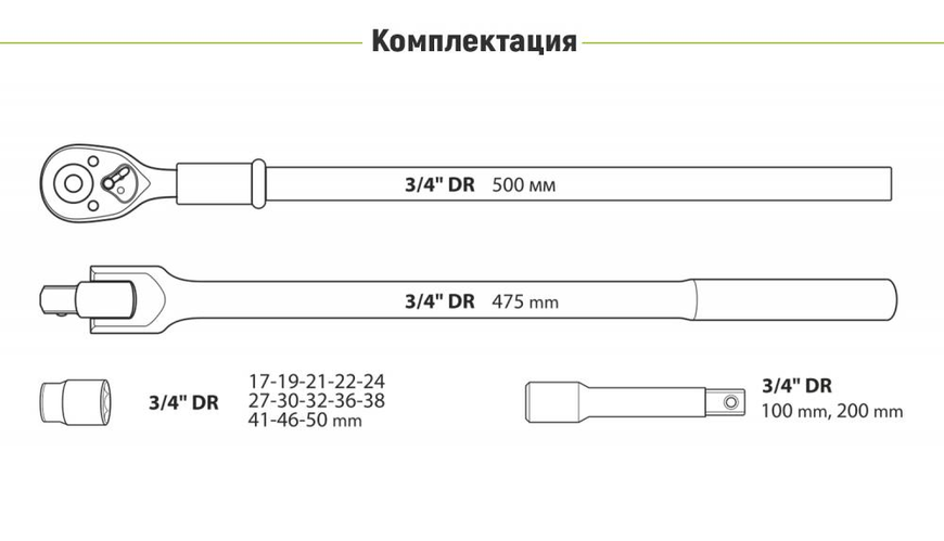 Набор инструментов Alloid 17 ед. 3/4" 12 гран. НГ-6017М-12 &mdash; основное фото товара