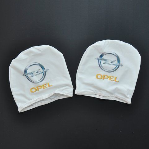 Чохол підголівників OPEL білий-кольоровий логотип &mdash; основне фото товару