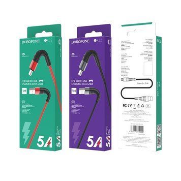 Кабель USB / Micro USB BOROFONE BX32 Munificent 1м/2.4A Black &mdash; основне фото товару