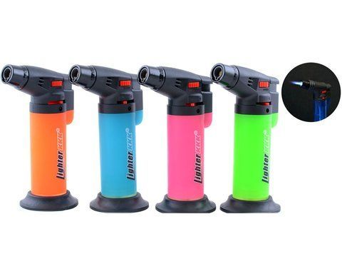 Зажигалка Турбо пьезо с подставкой 12см микс цветов lighter KKK №990 &mdash; основное фото товара