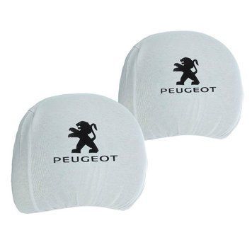 Чохол підголівників PEUGEOT білий-чорний логотип &mdash; основне фото товару