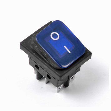 Клавиша №142 герметичная синяя прямоугольная On/Off 6 контактов 12V LED подсветка