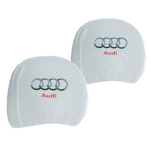 Чохол підголівників AUDI білий кольоровий логотип &mdash; основне фото товару