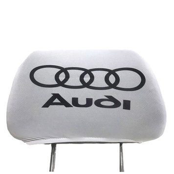 Чохол підголівників AUDI білий-чорний логотип &mdash; основне фото товару