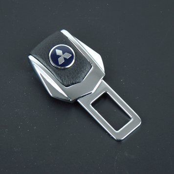 Заглушка ремня безопасности металл "Mitsubishi" (1шт) цинк.сплав, кожа (тип №2) &mdash; основное фото товара