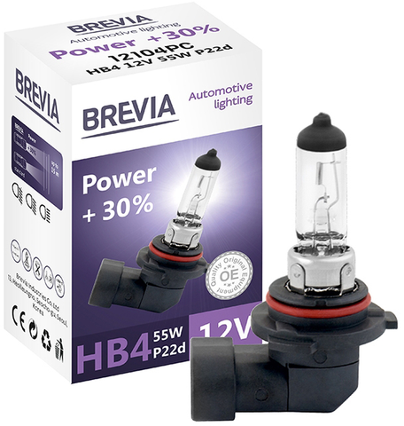 HB4 галогенна лампа Brevia 12V 55W +30% для авто 1шт (12104PC) &mdash; основне фото товару