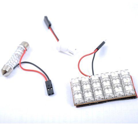 Світлодіод-плата + перехідники 12V від 28-41мм 18-LED 50x25мм (салон) &mdash; основне фото товару