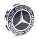 Ковпачки на диски Mercedes 75/70 мм чорні з хромом з колоском із чорним об&rsquo;ємним логотипом нового зразка (1 шт) &mdash; фото 1