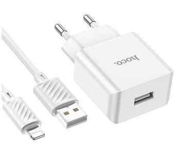 МЗП для телефона HOCO C106A (1usb/2.1A)+ (кабель USB-Lighting) White