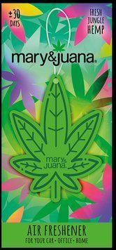 Ароматизатор в машину Mary & Juana Fresh Jungle Hemp, подвесная картонная карточка, зелёная (MJ001)