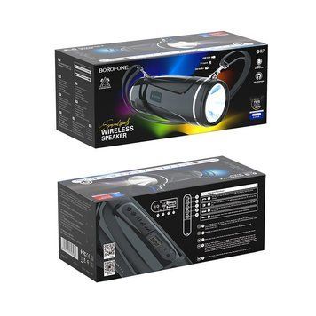 Колонка Borofone BR7 BT V5.0, 2 години в режимі відтворення з Ліхтариком Чорна &mdash; основне фото товару