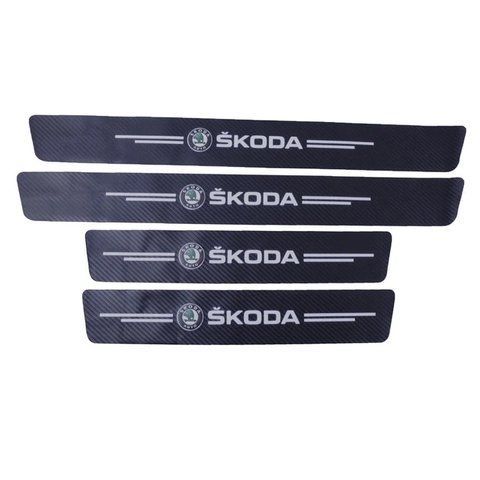 Захисна плівка на пороги авто Skoda Карбон 4D 4шт &mdash; основне фото товару