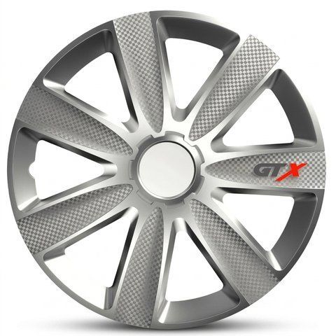 Колпаки на колеса R13 Elegant GTX Carbon серебристые комплект 4 шт