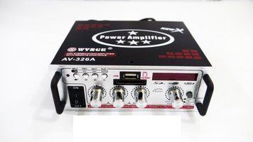 Підсилювач звуку CM-326A (MP3 та FM тюнер/USB/SD/220V або 12V 5A Bas/Treble/Balance)4х канал