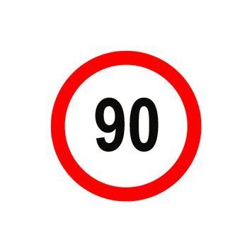 Наклейка Предупреждающая "90" (Д-16см) Ограничение скорости ч/б (уп.10шт) &mdash; основное фото товара
