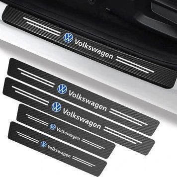 Захисна плівка на пороги авто Volkswagen, карбон 4D, 4 шт. &mdash; основне фото товару