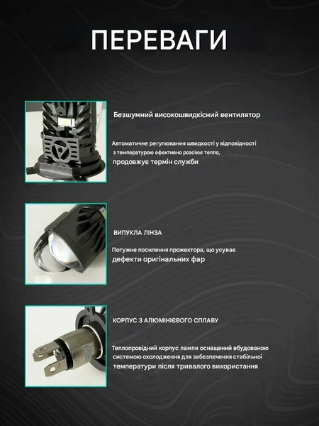 M01P LED міні-лінза H4 12V 80/100W 10000/13000Lm 6000K &mdash; основне фото товару