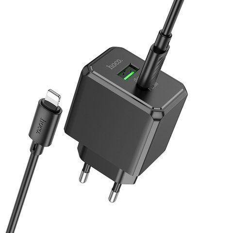 Зарядка для телефона HOCO CS14A PD20WхQC3.0 1USBх1Type-C + кабель Type-CхLightning Black &mdash; основное фото товара