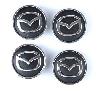 MAZDA колпачки на диски (60/55 мм) черный/хром объемный 4 шт &mdash; основное фото товара