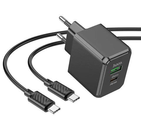 Зарядка для телефона HOCO CS14A PD20WхQC3.0 1USBх1Type-C + кабель Type-CхType-C Black &mdash; основное фото товара