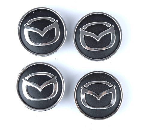 MAZDA ковпачки на диски (60/55 мм) чорний/хром об'ємний 4 шт &mdash; основне фото товару