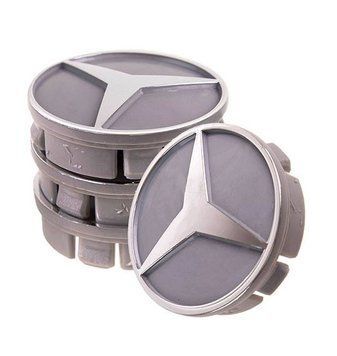 Mercedes колпачки на диски (60/55 мм) серые/хром объемный 4 шт &mdash; основное фото товара