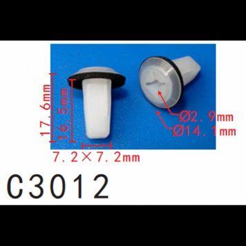 Клипсы C3012 под саморез/кузов HYUNDAI, HONDA, TOYOTA (9751922000, 97519-22000, 14325) (уп. 100 шт.)