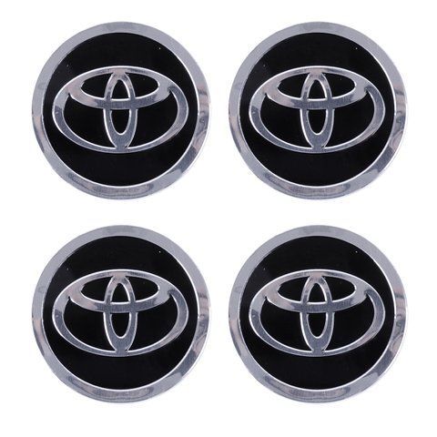 Наклейка на колпаки "Toyota" (90мм) черная (4шт) &mdash; основное фото товара