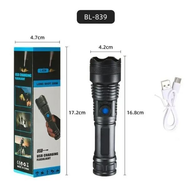 Фонарь ручной аккумуляторный X-Balong BL-839 P30, microUSB, 16 см &mdash; основное фото товара