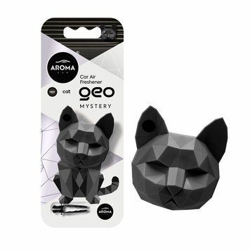 Ароматизатор у машину Aroma Car Geo Cat Black Mystery, полімерний 3D на дефлектор (12058)