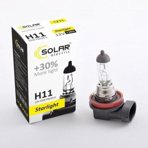 H11 галогенная лампа Solar Starlight 12V 55W +30% для авто 1шт (1211) &mdash; основное фото товара