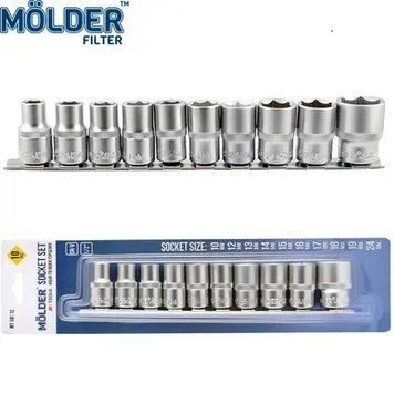 Набір торцевих головок 10 шт. 1/2" (8-19 мм) 6 гран. Molder (МТ68010) планка &mdash; основне фото товару
