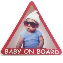 Наклейка Предупреждающая "Ребенок в авто" "Baby on board" в красном треугольнике &mdash; основное фото товара
