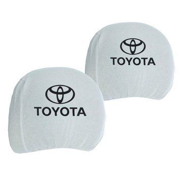 Чохол підголівників TOYOTA білий-чорний логотип &mdash; основне фото товару