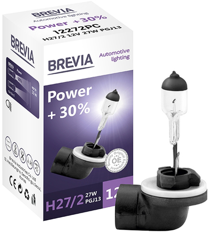 H27/2 галогенна лампа Brevia 12V 27W +30% для авто 1шт (12272PC) &mdash; основне фото товару