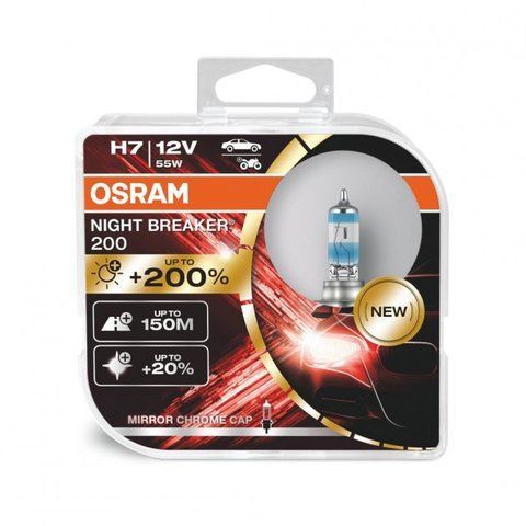 H7 галогенная лампа аналог Osram Night Breaker 12V 55W +200% для авто Box 2шт (64210NB200-HCB) &mdash; основное фото товара