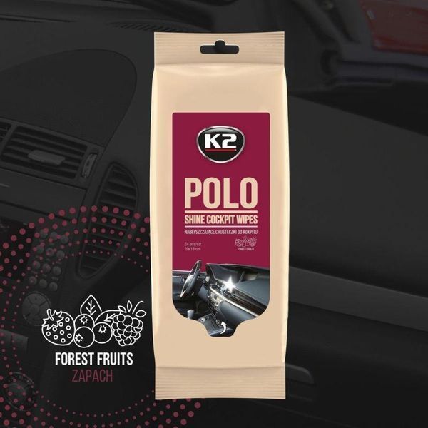 Влажные салфетки для пластика K2 Polo Shine Wipes, 24 шт., 20&times;18 см (K420) &mdash; основное фото товара