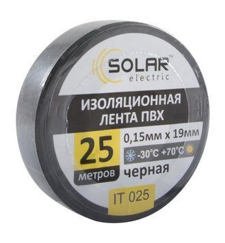Ізолента PVC 25m чорна "Solar" -30*С -+70*С &mdash; основне фото товару