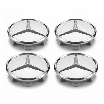 Mercedes колпачки на диски (75/70 мм) серый/хром объемный 4 шт &mdash; основное фото товара