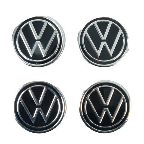 Наклейка на колпаки "VW" (60мм) черная NEW LOGO (4шт) &mdash; основное фото товара