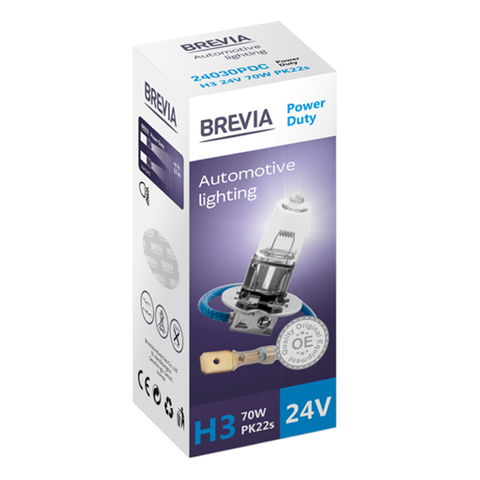 H3 галогенна лампа Brevia Power Duty 24V 70W для авто 1шт (24030PDC) &mdash; основне фото товару