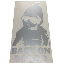 Наклейка Предупреждающая "Ребенок в авто" плоттерная серая Baby on board &mdash; основное фото товара