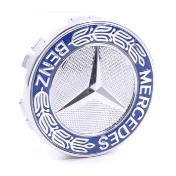 Mercedes колпачки на диски (75/70 мм) синий/хром колосок 1 шт &mdash; основное фото товара