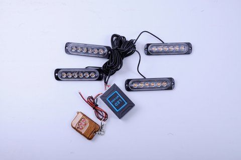 Стробоскоп светодиодный 12-24V 6LEDх4 шт, пульт 12 режимов (белый) BS-1-4-6LED (W) &mdash; основное фото товара