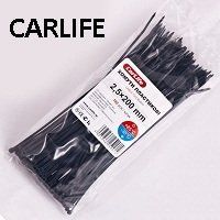 Стяжки пластиковые Carlife 150&times;2,5 мм черные (100 шт) &mdash; основное фото товара